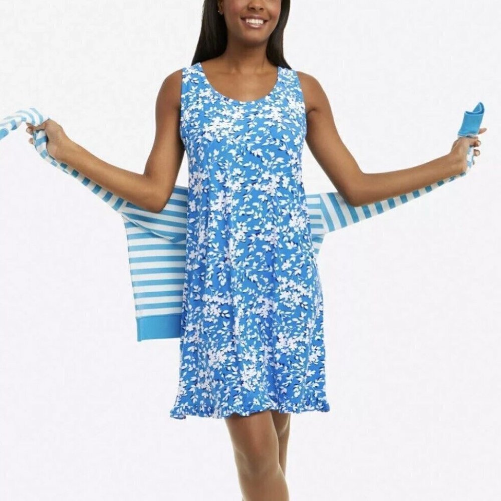 NEW Draper James Size S/M Floral Sleeveless Mini Dress Blue and White